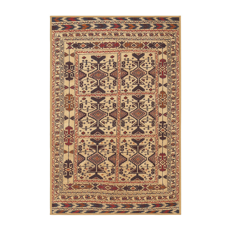 Tapis beige Southwestern, Rectangle 5 pi x 7 pi