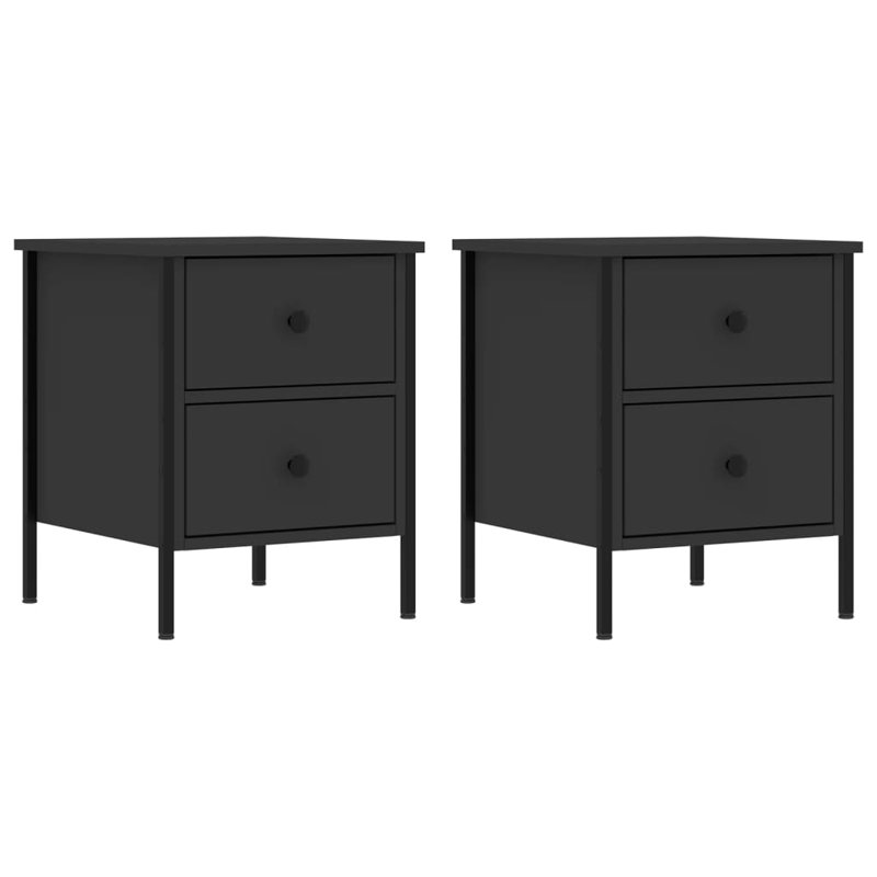 Alius Iron Bedside Table, Black, Set of 2