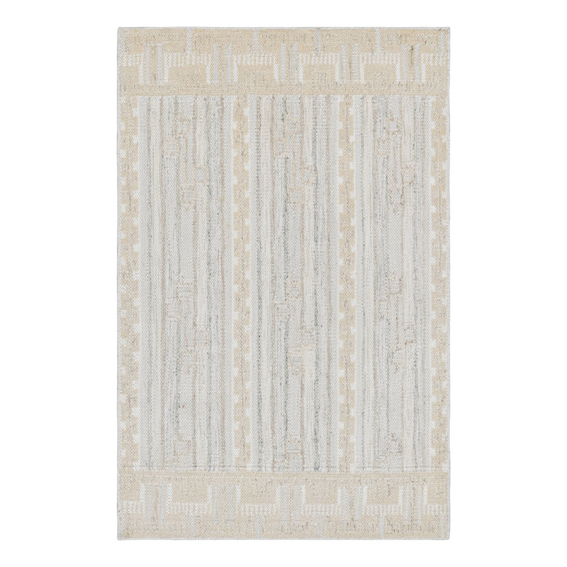 Rug & Kilim’S Scandinavian Style Rug In Cream, White & Blue Geometric Patterns