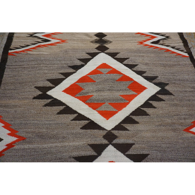Antique Flat Woven Native American Navajo Hallway Runner Wool Green Rug