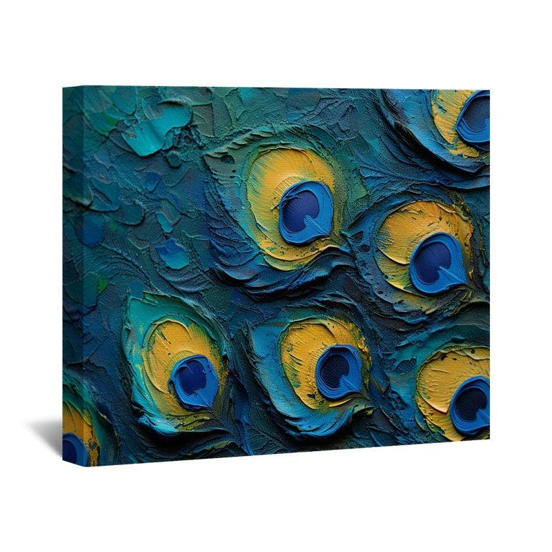 "Plumes de paon" sur toile, H 11 po x l 14 po