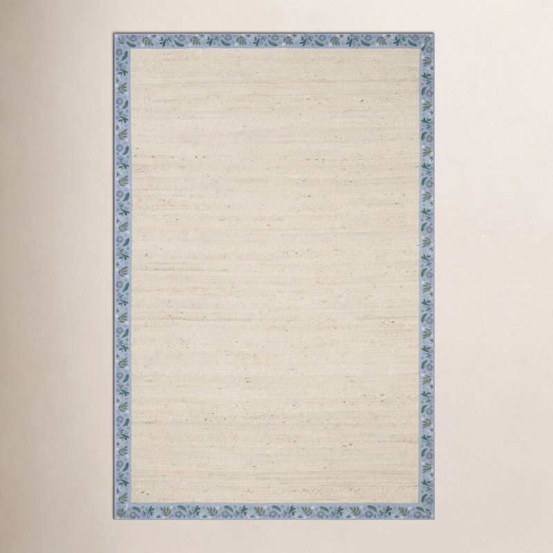 Tapis beige / pervenche Rifle Paper Co. x Loloi Costa COS-01, Rectangle 7 pi 9 po x 9 pi 9 po