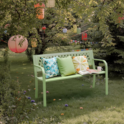 47 in. Black Iron Outdoor Bench