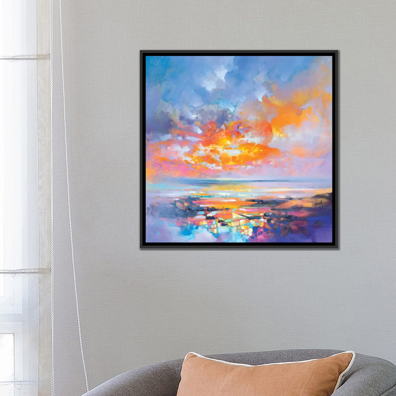 « hebridean particles », impression sur toile, H 18 po x l 18 po x P 1,5 po, Toile avec cadre noir, Pas de tapis