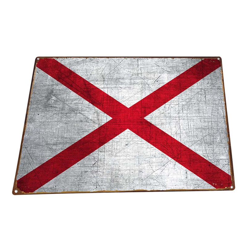 Drapeau de l'Alabama sur impression métallique, H 17,2 po x l 23,2 po x P 0,04 po