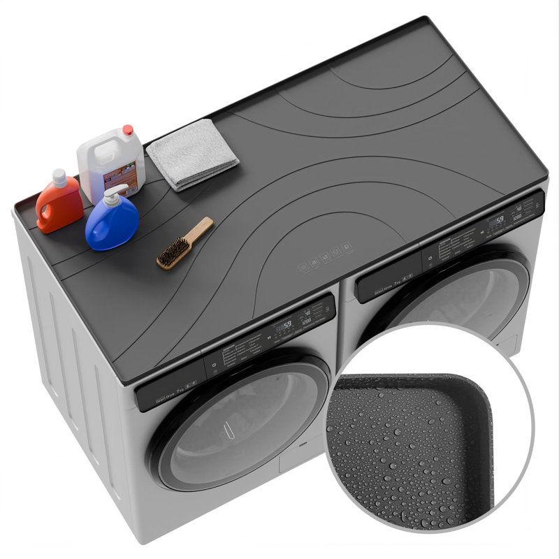 53.5"X26.8" Washer And Dryer Covers For The Top, Non-Slip Silicone Washer Dryer Top Protector Mat