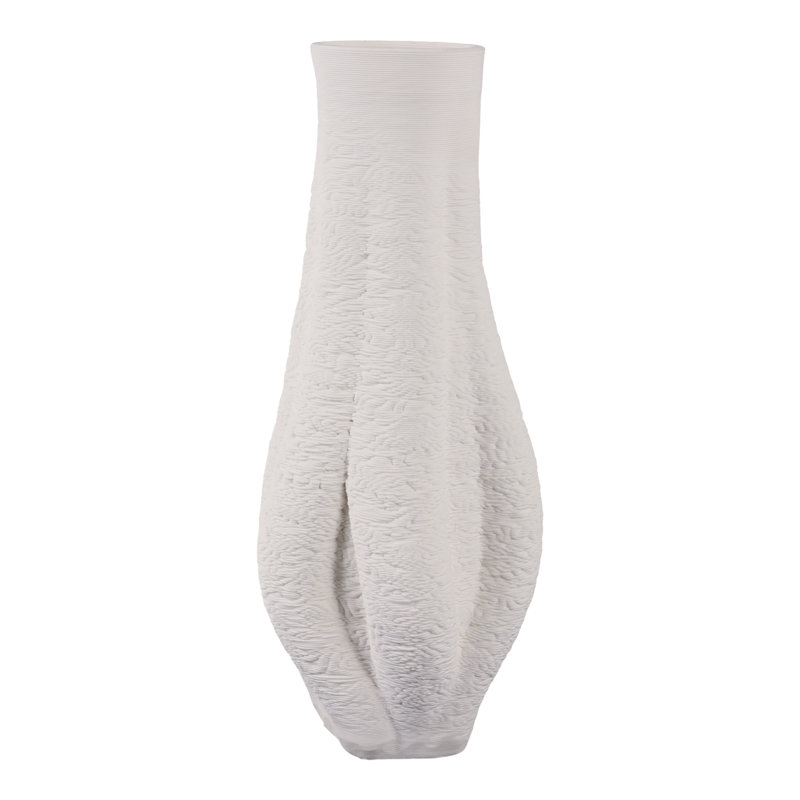 Porcelain Sculptural Vase With Organic Curved Silhouette And Intricate Textural Detailing For Artistic Accent And Contemporary Decorative Display In Modern Interior Settings