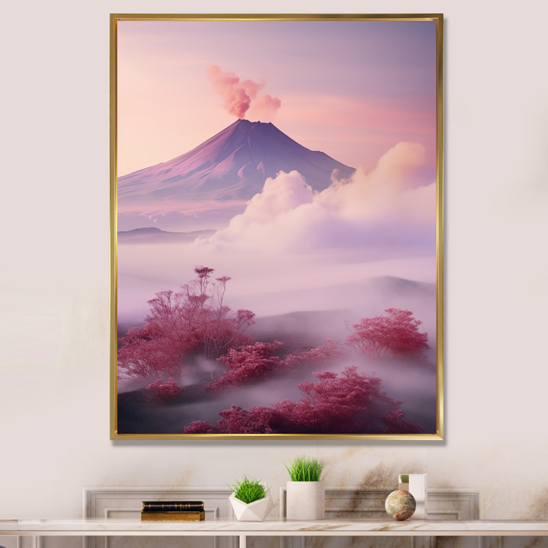 Volcan Volcanic Dream I sur impression sur toile, Cadre flottant doré, H 44 po x l 34 po x P 1,5 po