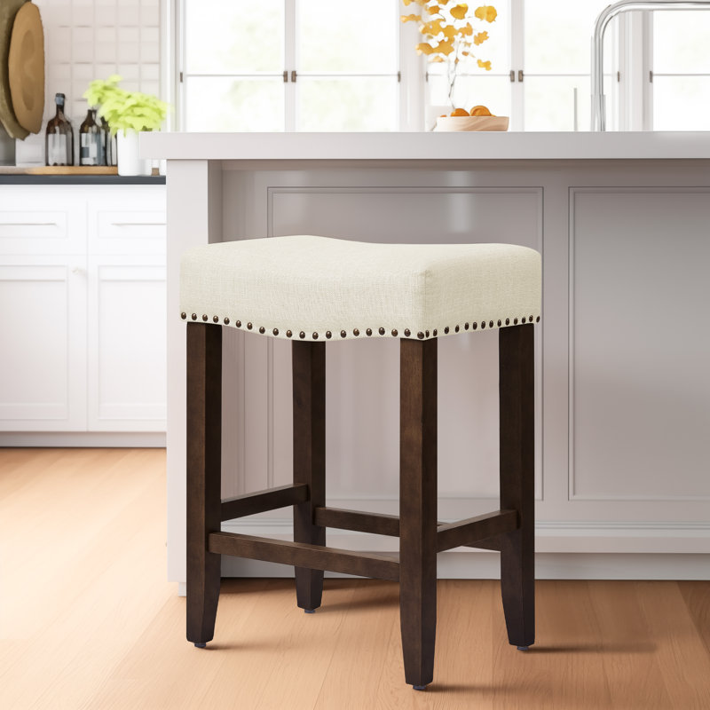 Tabouret de bar moderne avec siège en bois Jaeshon, Blanc, 1, Tabouret de comptoir (siège d'une hauteur de 24,4