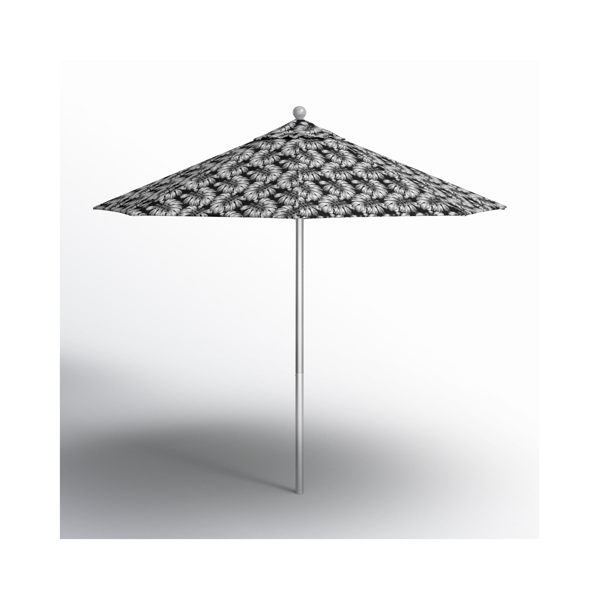 Santana 108'' Outdoor Umbrella, Palm Graphite - Pacifica Premium, Anodized Silver