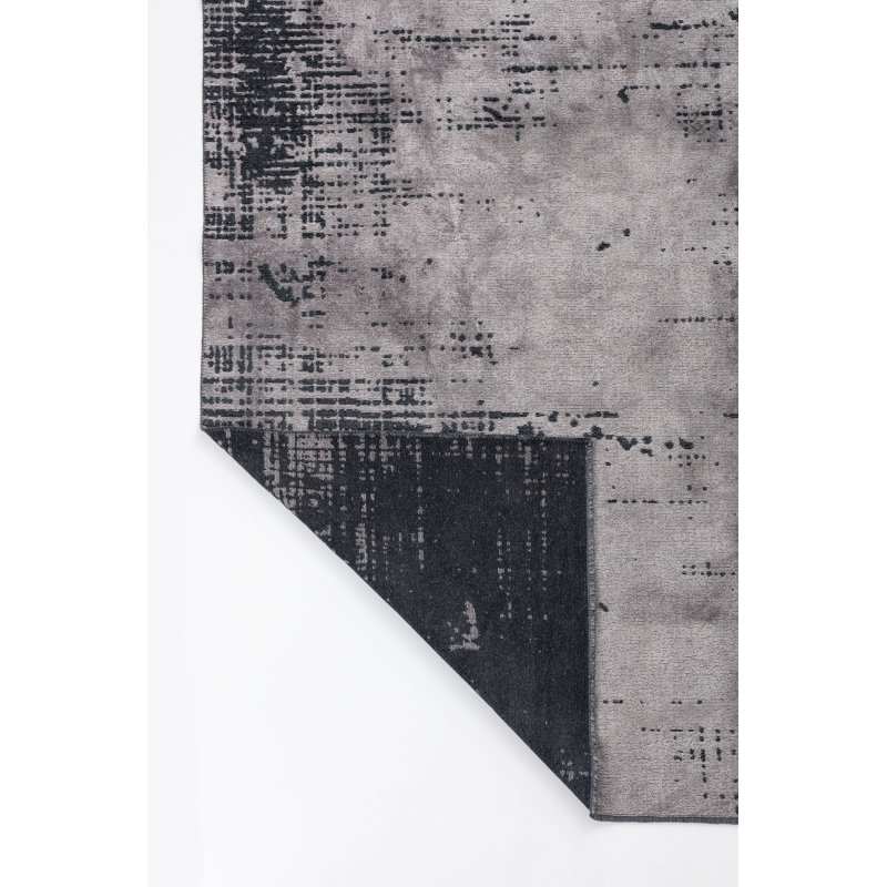 Rapture Gray/Black Abstract Luxury Area Rug, Rectangle 7'10" x 9'10"
