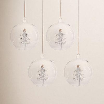 Clear Glass Ball Ornaments with Holiday Motif