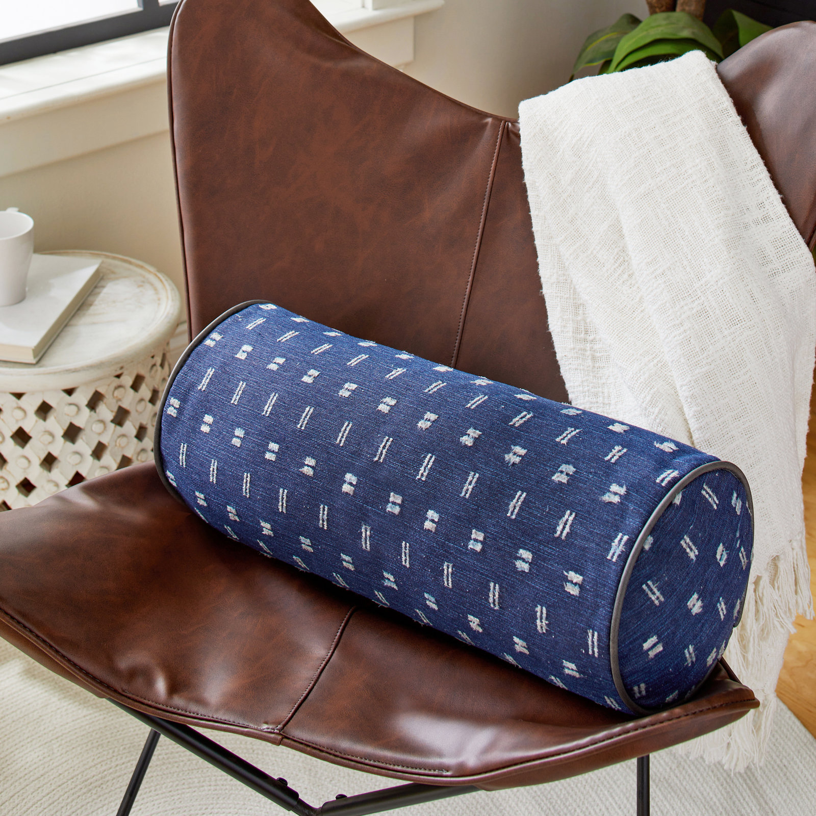 Zisper Geometric Throw Pillow, Blue, 24" W x 8" D
