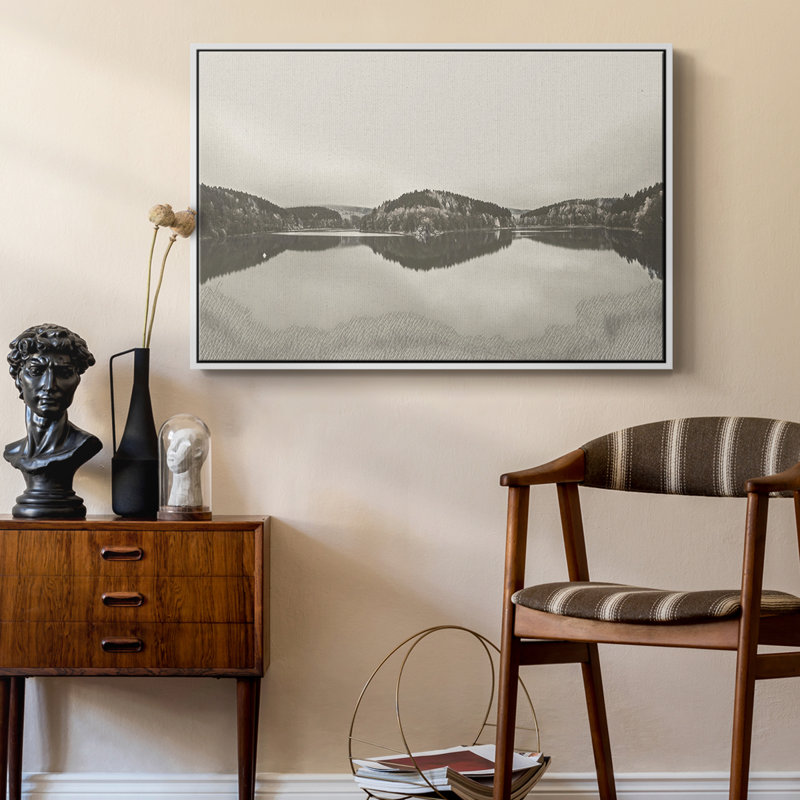 Paysage rétro - CCCLxxiv, H 27 po x l 41 po x P 2 po, Toile encadrée flottée blanche