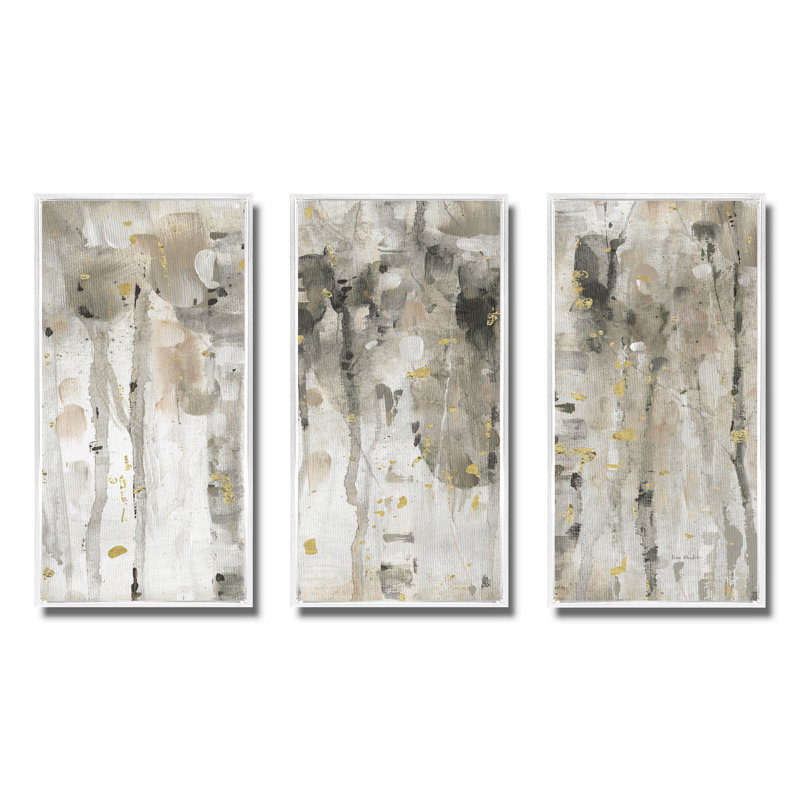 The Modern Gray Forest IV - Farmhouse, ensemble d'art mural sur toile encadrée, 3 pièces
