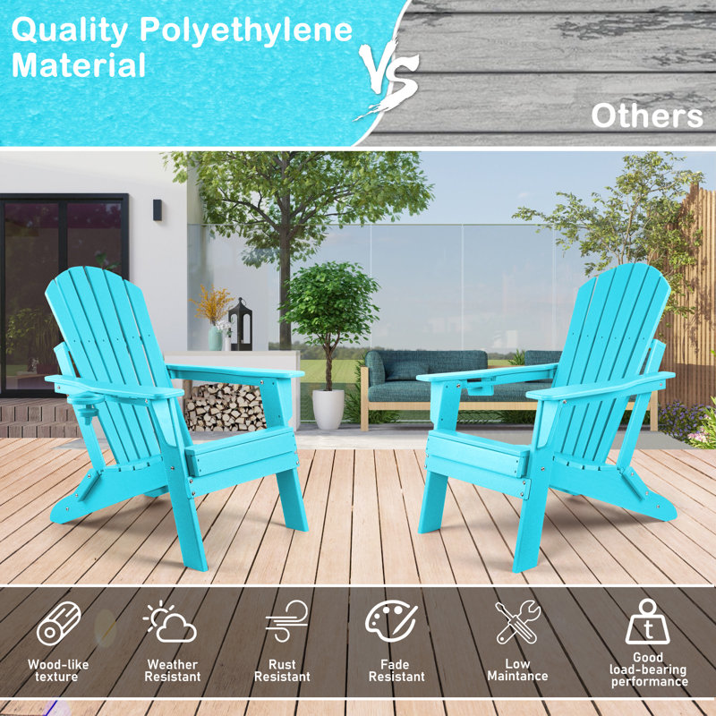 Azur Foldable Outdoor Adirondack Chair, Aruba Blue