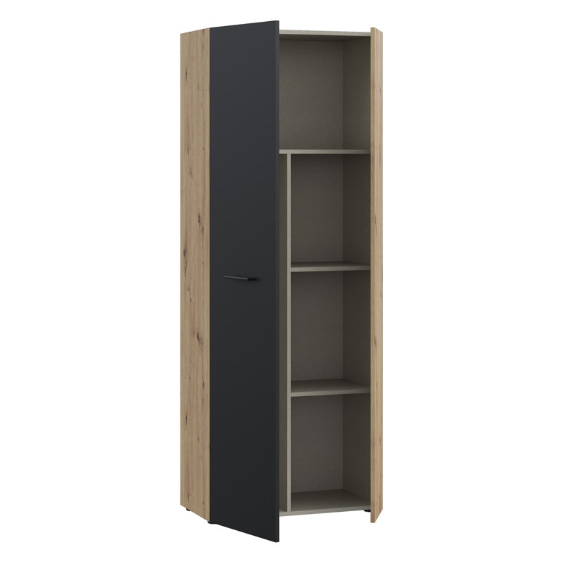 Shilu 2 Door Manufactured Wood Wardrobe, Black/Oak
