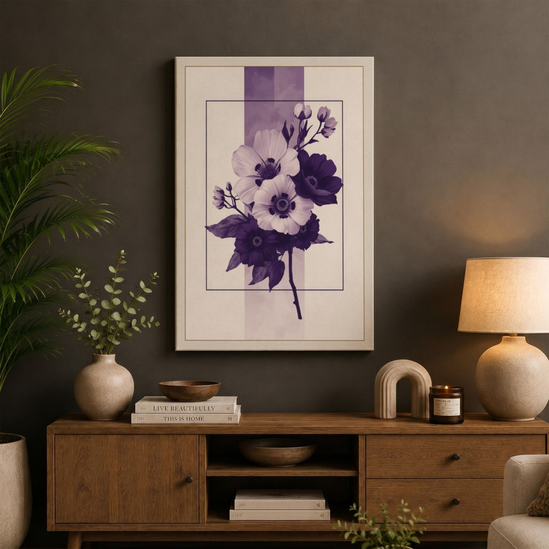 Anemone Study Botanical - Wrapped Canvas, 30x20 - 76.2 x 50.8 cm, White Border