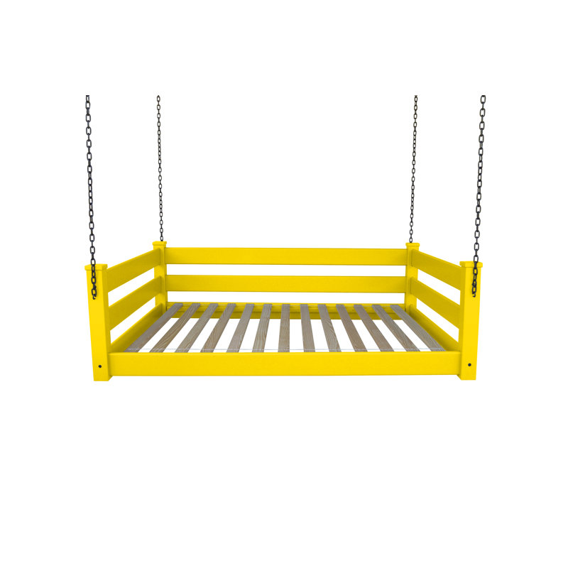Adrow Solid Wood Hanging Daybed, Canary Yellow, Full/Double