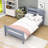 Twin Wooden Platform Bed with Stylish Headboard and Footboard