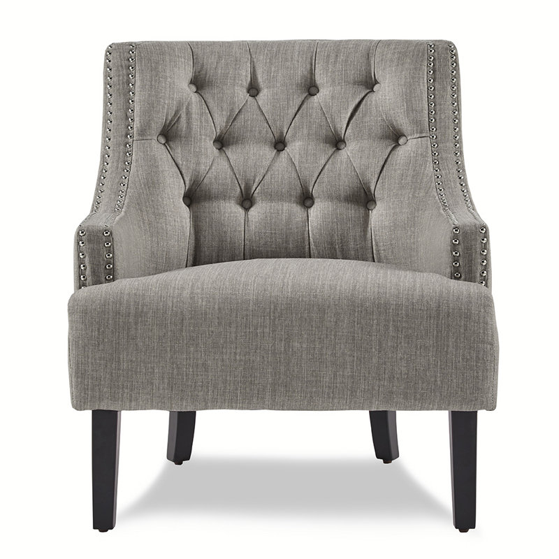 Upholstered Wingback Chair, Taupe Polyester