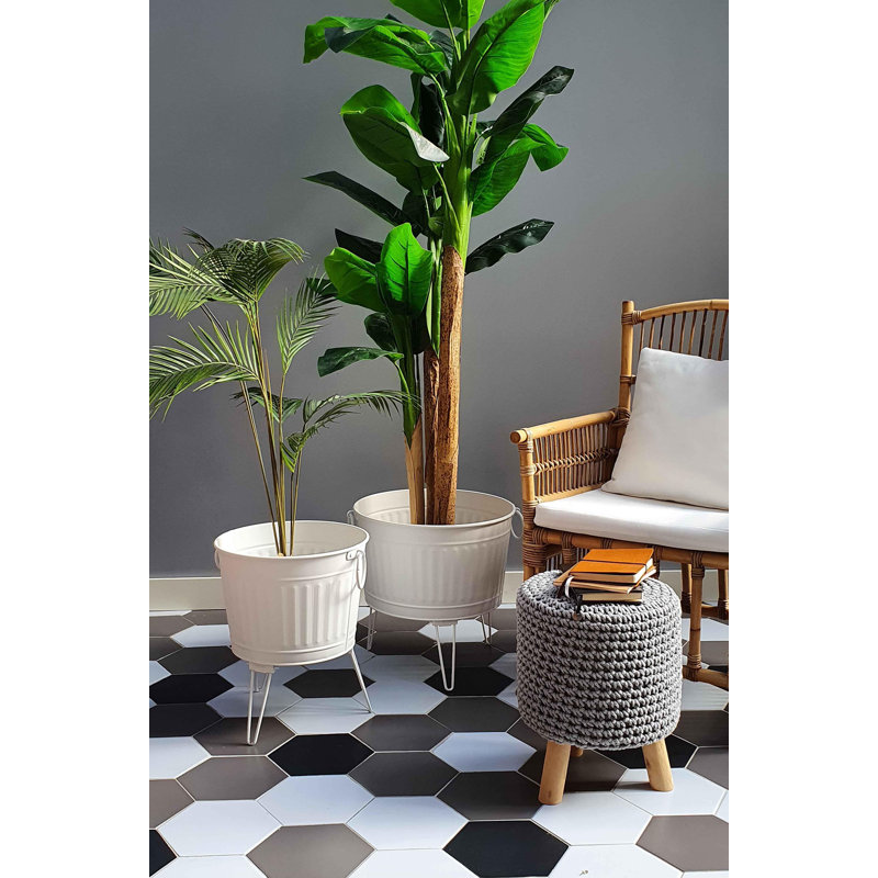 Brawley Metal Pot Planter, Matte White, 45cm H x 43cm W x 43cm D