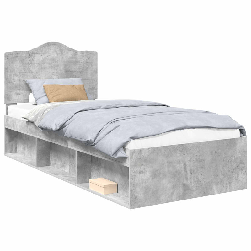 Solid Wood Bed, Concerte Grey, 100 x 200cm