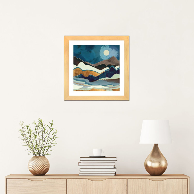 «Autumn Hills», reproduction d'impression, H 16 po x l 16 po x p 1 po, Toile avec cadre en bois beige, Blanc