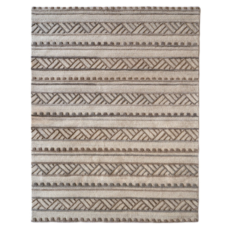 Crisstopher Performance Hand Tufted Wool Geometric Indoor Rug, Rectangle 5' x 8'