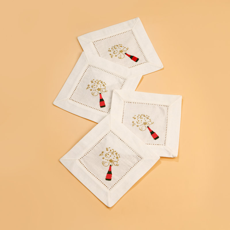 Serviettes de cocktail brodées Sip & Sparkle