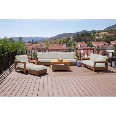 Crelake Teak 7 - Person Patio Conversation Set with Cushions