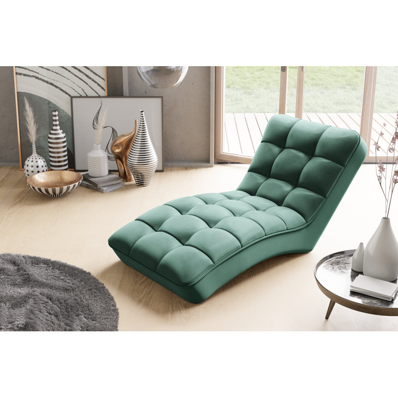 Elle-May Upholstered Chaise Lounge, Green