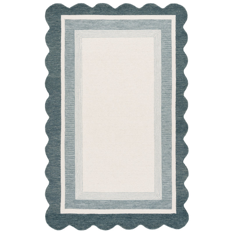Martha Stewart Hand Tufted Wool, Cotton Striped Outdoor Rug, Rectangle 6' x 9'