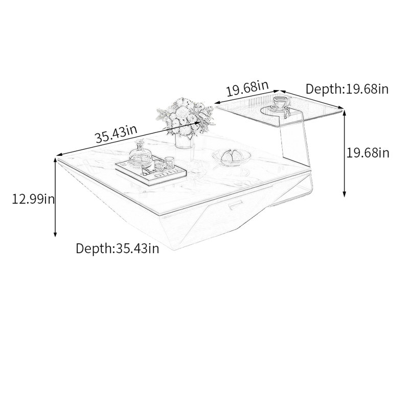 Kasi, 12.99" H  x 35.43" D x 35.43" W, Clear/Gray/White