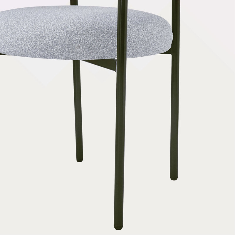 Chaise de salle à manger rembourrée avec pieds en métal (ensemble de 2), Gris, Noir