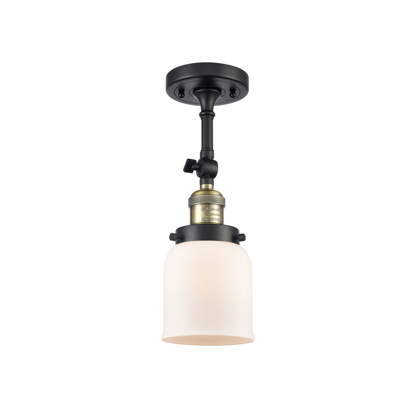 Applique murale 1 lumière 8 po Bell, Boîtier blanc mat, Laiton antique noir, Ampoule non incluse