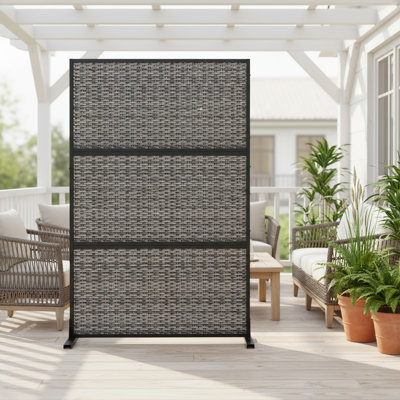 Freestanding 72" Black Woven Room Divider by Latitude Run