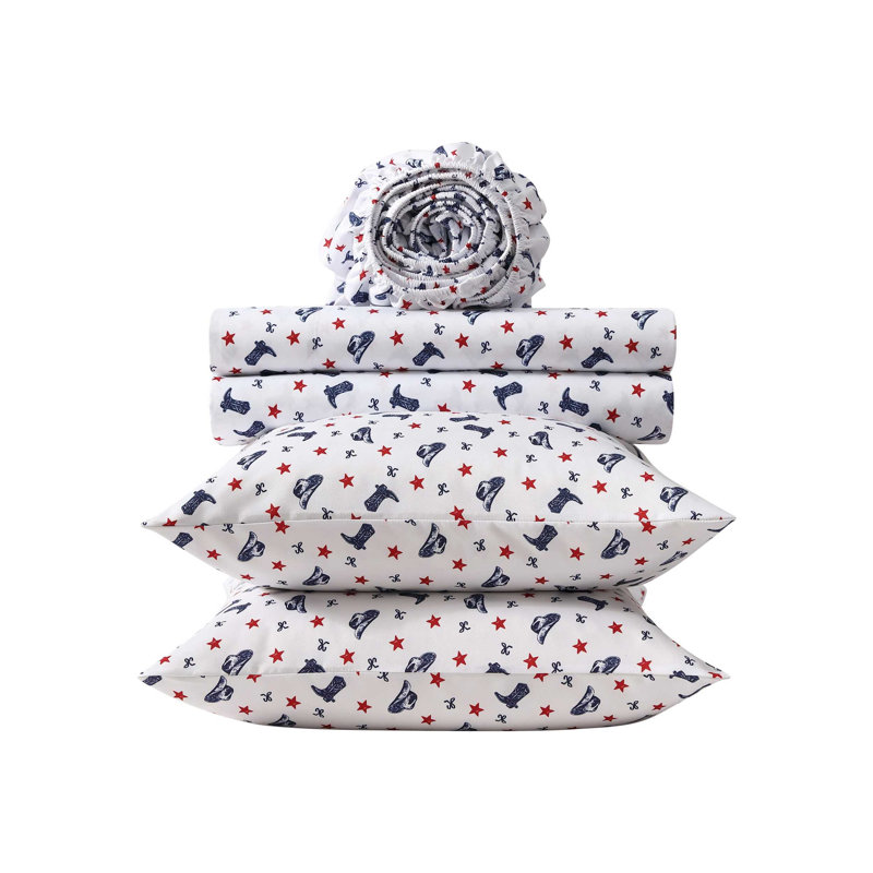 Wrangler Printed Cozy Novelty Sheet Sets, Full Sheet Set with 2 Pillowcases, Westward Floral Beige