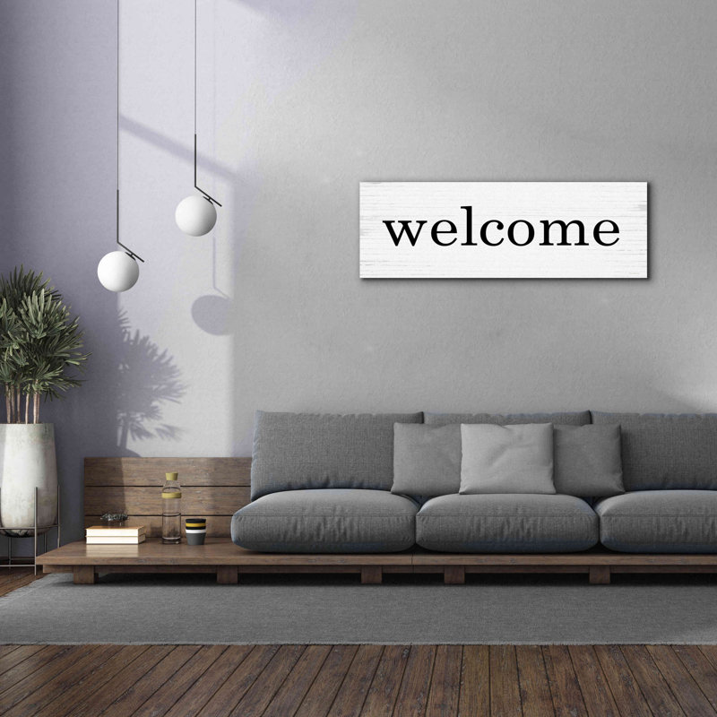 «Welcome» par Lettered & Lined, estampe numérique sur toile, H 20 po x l 60 po x P 1,5 po