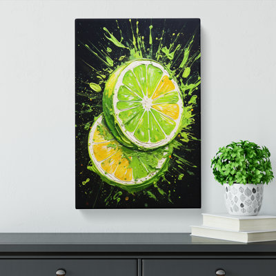 Sliced Lime Action - Wrapped Canvas Print