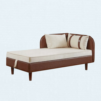Canapé de rangement 65 po en polyuréthane brun et velours beige