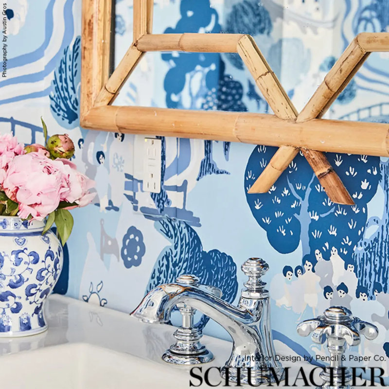Pearl River Wallpaper, Blue