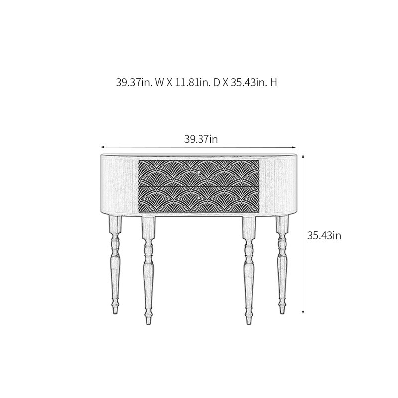 Console rétro élégante, H 35,43 po x l 39,37 po x P 11,81 po