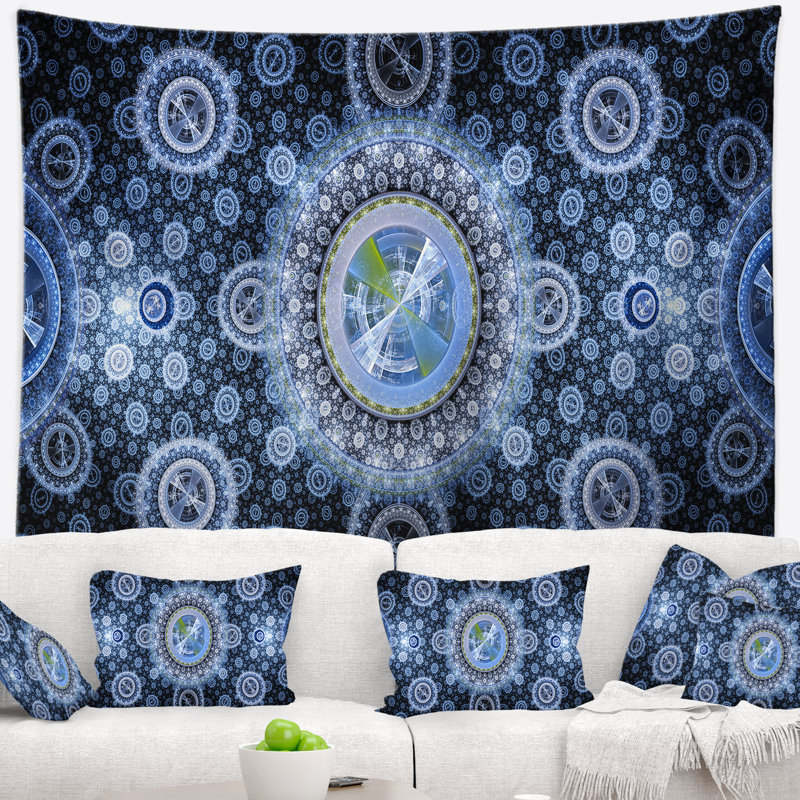 Tapisserie psychédélique relaxing abstract clear blue, H 78 po x l 92 po