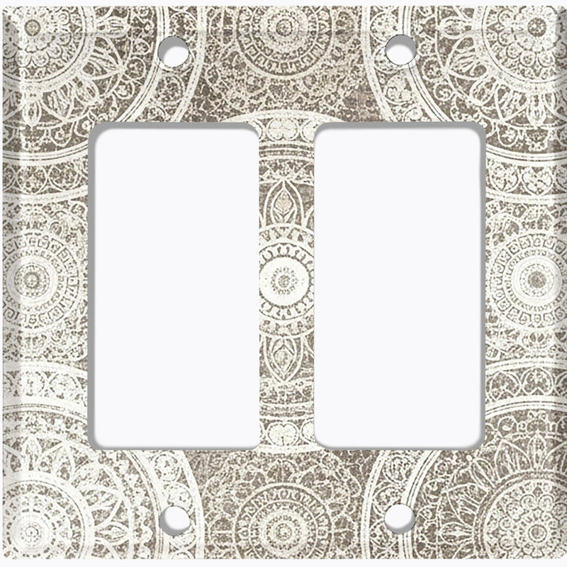 Couvercle de plaque d'interrupteur en métal; Bascule à 4 bandes US standard - image imprimée d'un carreau de mandala floral