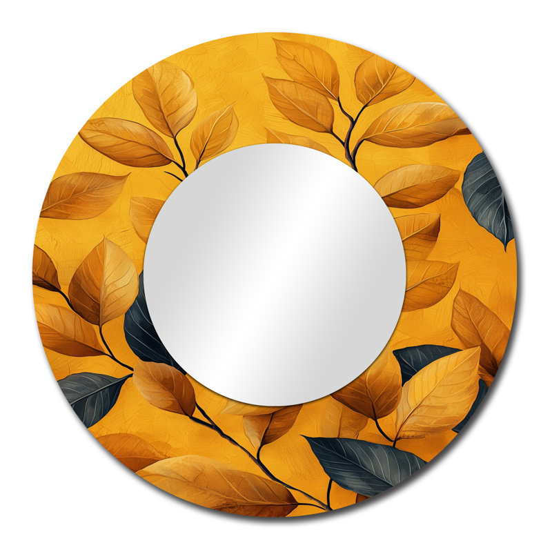 Moutarde feuilles d'automne Embrace I - Art mural miroir décoratif floral - imprimé sur métal, 29 po x 29 po