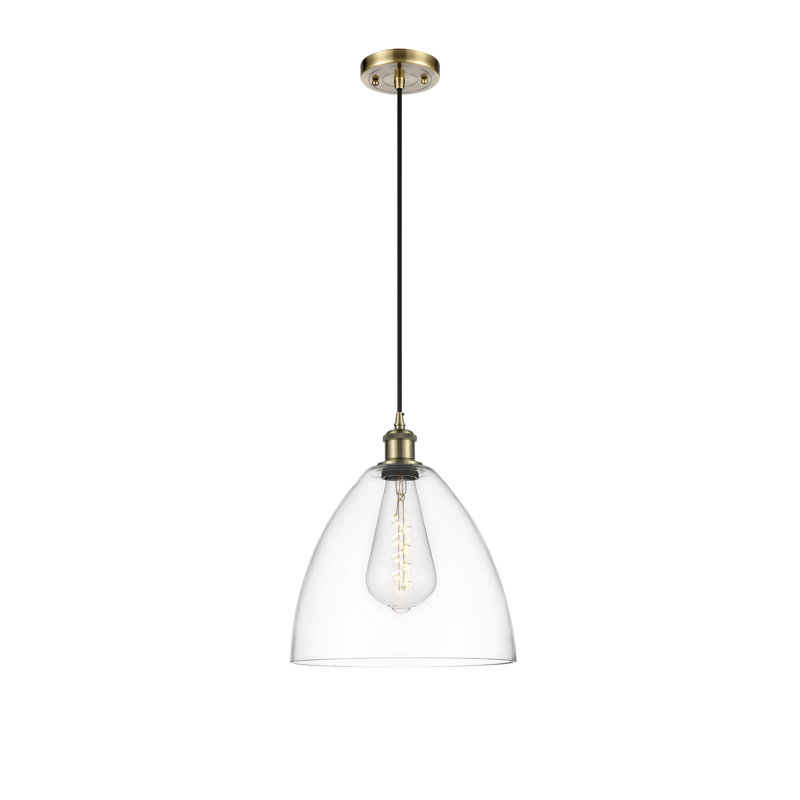 Haruka 1 - Light Single Pendant, Antique Brass, 14.75" H x 12" W x 12" D, Clear