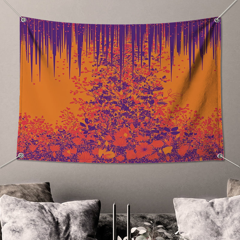 Tapisserie murale florale - Décoration murale nature, 68in H x80in W with 4 Grommets