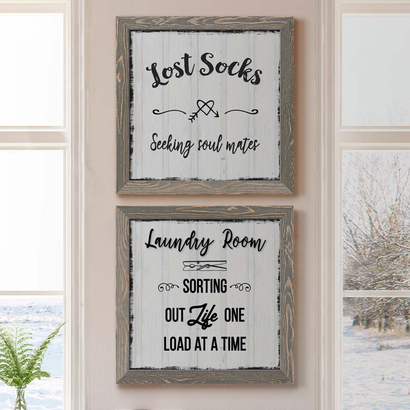 " Lost Socks " 2 - Pieces, 40" H x 20" W x 1.5" D, Gray Framed Canvas