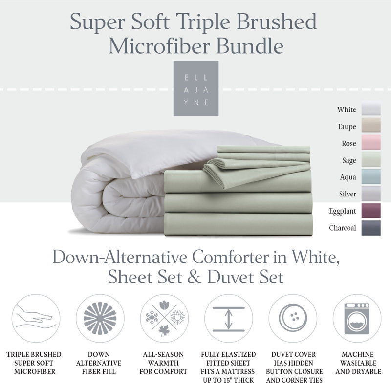 Home Box Stitch Comforter, Sage, King Comforter + 6 Additional Pieces